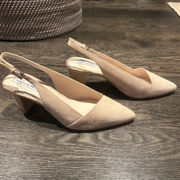 Tahari Beige or Nude Suede “Taron” Slingback Walkable Heel 6M - Picture 5 of 15